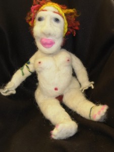 Dian Zahner's "Free Woman" needle felted from class with woman from Eugene