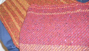 Kristie's shawls woven using Rowan Tweed "knitting" yarn